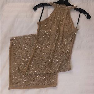 Sheer dress with silver rhinestones